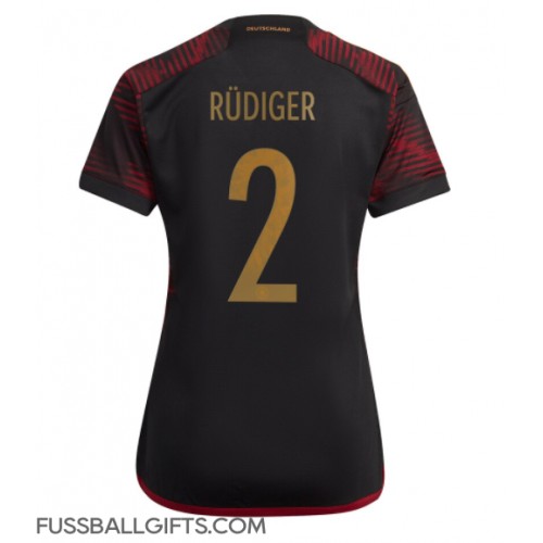 Deutschland Antonio Rudiger #2 Fußballbekleidung Auswärtstrikot Damen WM 2022 Kurzarm